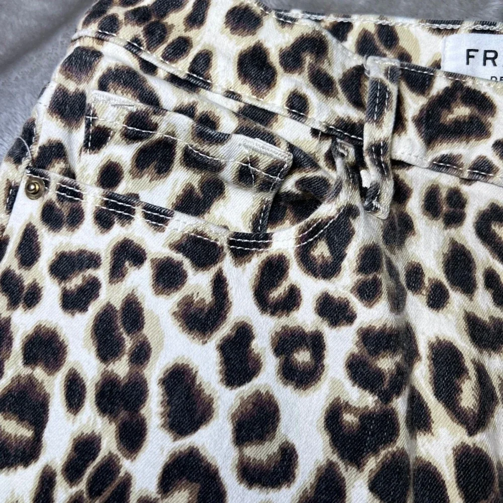 Frame‎ Womens Size 27 Ali High Rise Cigarette Leopard Print Jeans Trendy Chic